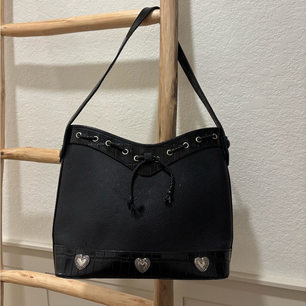 Y2K Brighton black shoulder bucket purse
